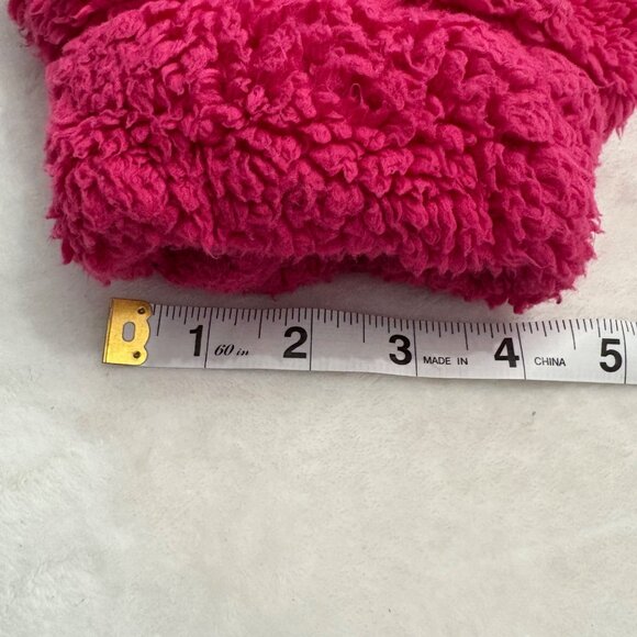 Forever 21 Womens Hot Pink Sherpa Jacket JuniorSize L With Faux Leather Sleeves - Picture 12 of 16
